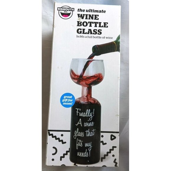 NIB Big Wine Bottle Glass Mouth Whole Drink Novelty Mom Gag Gift Ultimate 750 ML - Picture 8 of 10